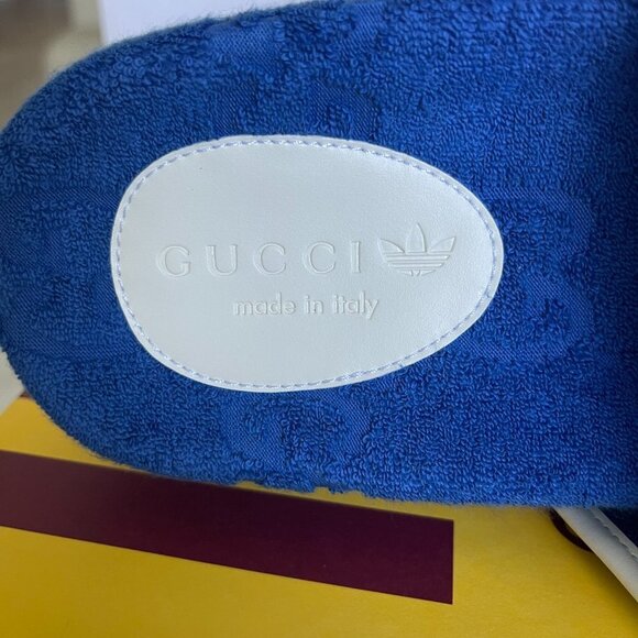 Adidas x Gucci Mens Slides Sandals Shoe, Blue/White, Gucci Sz 9 (US 9.5) - Picture 7 of 15